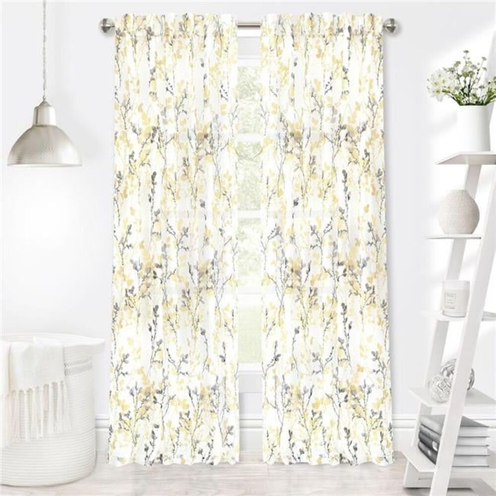 52 x 63 in. Misty Back Tab Window Curtain Panel, Maize